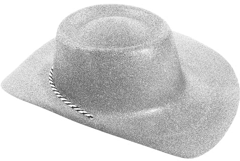 I LOVE FANCY DRESS Sombrero DE Vaquero Color Plata Brillante para Adulto Accesorio Fiestas TEMATICAS, COMPLETAR Disfraces O Despedidas DE Soltera (1 Unidad)