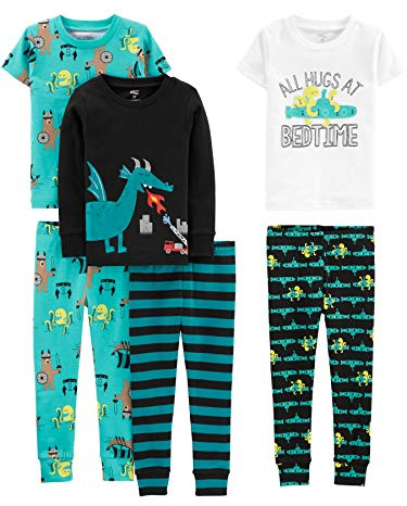 Simple Joys by Carter's Baby, Little Kid, and Toddler Boys' 6-Piece Snug Fit Cotton Pajama Set