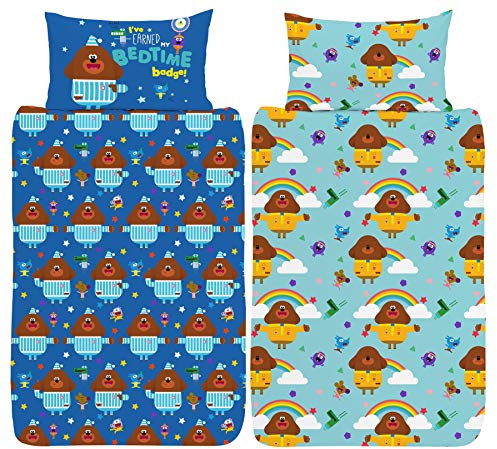 Hey Duggee Junior spjälsäng påslakan – sängdags omfamning design – officiell vändbar sängkläder – polybomull