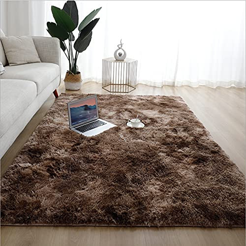 Alfombra de Pelo Largo para Salón Marrón 160 x 230 cm, Mullida Antideslizante para Exterior Salón Dormitorio Habitación de los Niños Pasillo Decoración del Hogar