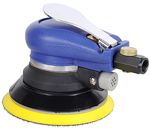 TOOLPEAK 5-inch air palm random orbital sander, dual-action pneumatic polisher speed adjustable grinding sanding with 5-inch pad, random orbit air sanders