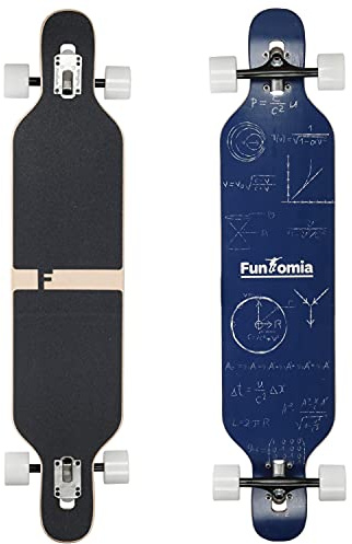 FunTomia Longboard Skateboard Drop Through Cruiser Tabla Completa con rodamientos de Bolas de Alta Velocidad Mach1 T-Tool con y sin Ruedas LED