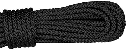 64FT(20M) Nylon Rope Nylon Cord Thick Heavy Duty Hanging Cord String，Black Rope Solid Nylon Line, Black Flagline String Cord, All Purpose Tie-Down Ropes for Camping Outdoor Garden (Black, 6MM)