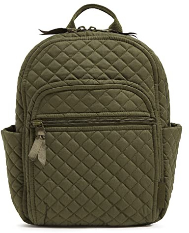 Vera Bradley Women's Cotton Small Backpack, Climbing Ivy Green - Recycled Cotton, One Size