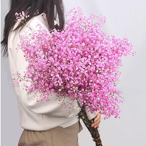 Bouquet di fiori secchi per bambini, 43 cm, 2500 + fiori rosa, rami naturali di gipsofila per matrimoni, decorazione da tavolo, ghirlande, decorazioni per feste in ufficio (85 g, rosa)