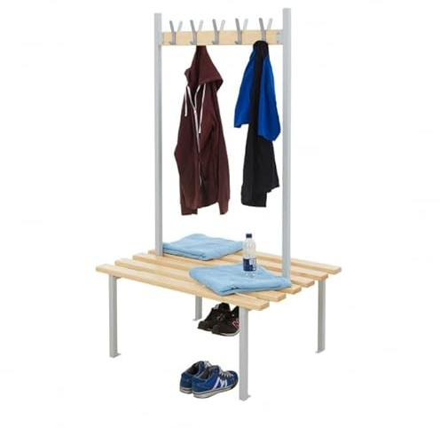 BiGDUG Essentials Changing Room Bench - Double Sided Bench with 10 Hooks - 1750h x 1000w x 780d mm