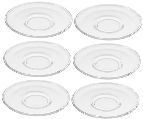 PRETYZOOM 6 Platillos De Té De Vidrio Transparentes 3.54 Pulgadas Posavasos Decorativos Redondos Reutilizables Para Hogar Restaurante Salones De Té