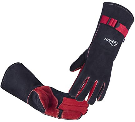 AOUMANI Gants de Soudage en Cuir anti-Feu 932 °F, Gant de Barbecue 35cm pour Grill BBQ Cuisine Four de Cuisson Coin du Feu Cheminée Jardinage