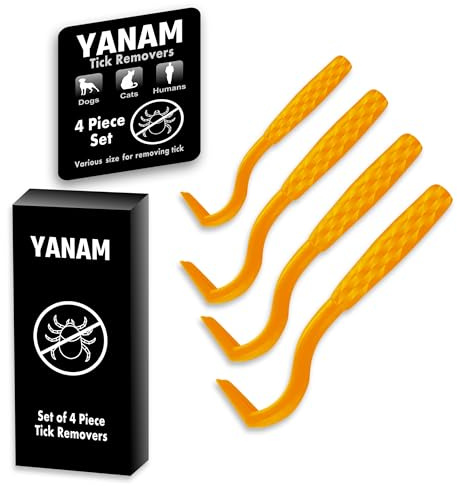 YANAM 4 Pack Tick Remover Tool Set, Tick Removal of Head and Body, Lightweight &Portable Painless Tool With Storage Box(ORANGE)