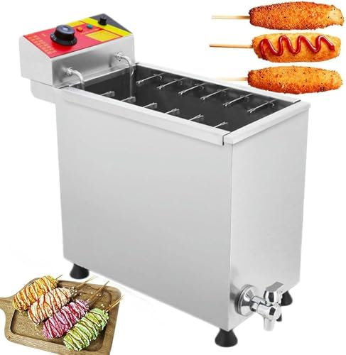 FLTRGO Freidora Comercial Coreana para Perros Calientes y Queso, 12 Ganchos, Equipo de Catering, Freidora Eléctrica para Perros de Maíz, Máquina para Hacer~/
