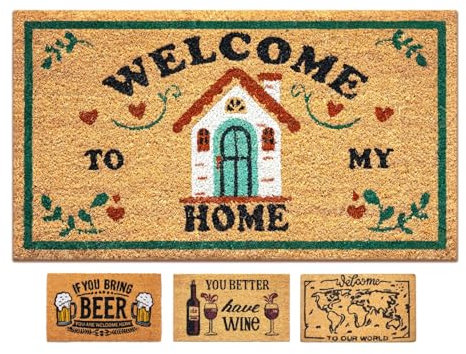 LUA VIKA Felpudo Entrada casa Originales - Welcome to my Home - 40x70 cm - Alfombra Entrada casa Exterior e Interior - Felpudo Coco - Resistente y Antideslizante