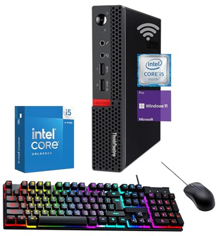 Lenovo ThinkCentre M910q Desktop Mini PC, Core i5-6500T, 8GB DDR4 RAM, 250GB SSD, WiFi, Wired Keyboard & Mouse, Windows 11 Pro (Renewed)