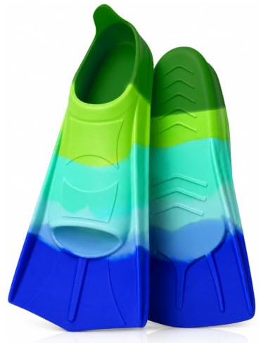 Swimming Fins Children, Fins Children, 100% Silicone Short Snorkel Fins, Training Fins for Adults, Child, Swimming, Open Water, Snorkelling, Diving for Beginners