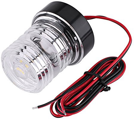 Keenso Marine Boat Light Yacht Navigation LED Light, All Round 360°12V White Waterproof Round LED Light Light Lamp Arch Lights Cockpit Lights Portable