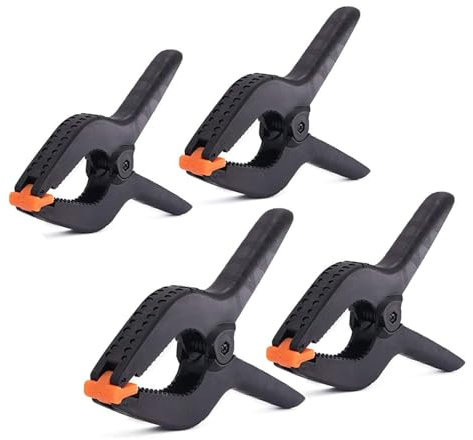 4 Pcs 3 7.6cm Plastic Spring Clamps Extra Strength and Grip Clips Textured Handles Ideal for DIY Projects, Tarpaulin, Garden, Market Stall, Background Muslin, Canvas Paper, Photo Studios, Arts Crafts