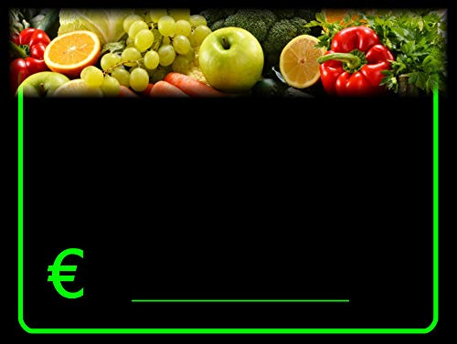 30 Portaprecios cartel porta precios etiquetas de precios plastificadon para frutas y verduras 8,3x11,3 cm + 30 soportes + 1 marcador no tóxico