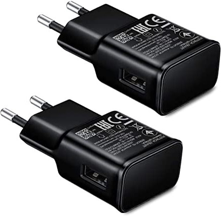 USB Ladegerät Stecker, Adaptives Schnellladegerät Netzteil Adapter für Samsung S21 S20 S10 S6 S7 S8 S9/ Edge/Plus/Active, Note 8/9, Note10 20 und andere Smartphones 2 Ladegeräte schwarz