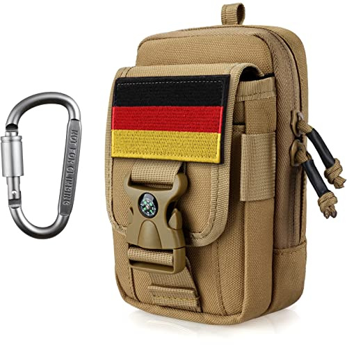 WYNEX Bolsa táctica para teléfono con brújula, Funda Molle Grande para teléfono Inteligente de Doble Capacidad, pequeña Bolsa de Utilidad EDC con Hebilla de brújula y mosquetón