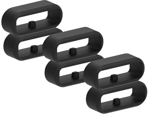 RuenTech Lot de 6 anneaux de fixation en silicone compatibles avec Disney Magic Band 2.0 boucle de sécurité/support/clips (noir)