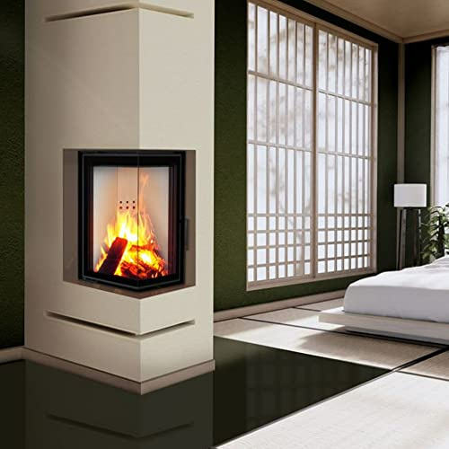 KRATKI Air Ventilation Grille for Fireplaces Right Corner Grate with Concealed Air Intake 45 Degrees Powder Coated Steel 54.7 x 76.6 x 9 cm White Slim
