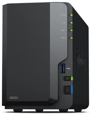 Synology DS223 8TB 2 Bay Desktop NAS Solution installed with 2 x 4TB Western Digital Red Plus Drives