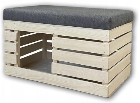 Katzenhaus mit Sitzfläche aus Holz Box mit Samt Material Sitzbank Katzenhütte Katzenhöhle handgefertigt Verschiedene Größen (100 x 40 x 42 cm #E10133)