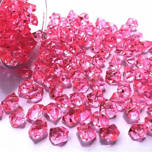 Lot de 150 faux diamants en acrylique - Pierres scintillantes en plastique - Décoration pour vase - Rose foncé
