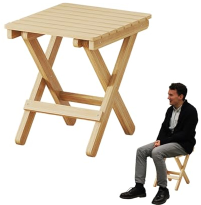 36x29x28cm Chaise De Tabouret en Bois Portable, Marchepied Compact avec Poignée, Tabouret Pliant Portatif Léger, Repose-Pieds Pliable Robuste pour Randonnée
