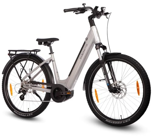 SAXONETTE E Bike Damen 28 Zoll mit Mittelmotor Drehmomentsensor, Elektro Fahrrad Erwachsene mit 36V 14.5Ah Akku, 8 Gang Kettenschaltung Tiefbau-Pedelec mit Hydraulische Scheibenbremse für Damen Herren