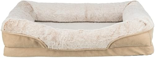 TRIXIE orthopädisches Hundebett Vital Lino 110 × 75 cm in beige - hochwertiges Hundekissen mit Memory Schaum - Hundekorb für ältere Hunde - gelenkschonend und entlastend – 374057