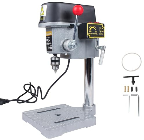 RATTMMOTOR Trapano da banco da banco, 340 W, 110 V/220 V, 16000 giri/min, mini trapano da banco, mandrino da 25 mm, mandrino da 1-10 mm, multifunzione, 110 V