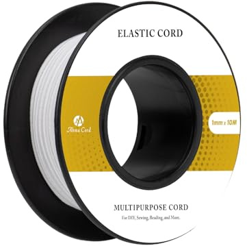 Abma Cord Elastiskt Snöre 1mm x 10m Elastisk Tråd Elastiskt Band Gummisnöre Gummisnodd för Hantverk, Smycken, Armband, Sömnad, Ryggsäck, Tältstänger, Camping - Vit