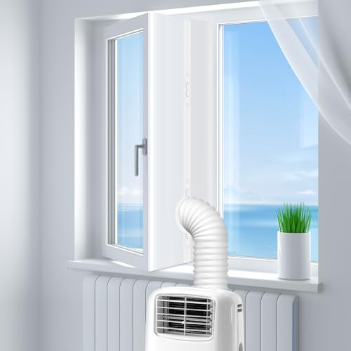 Newthinking Portable Air Conditioner Window Seal 400cm/158 Inch, Universal AC Window Seal Kit with Zip and Adhesive Fastener for Mobile Air Conditioner Unit and Tumble Dryer