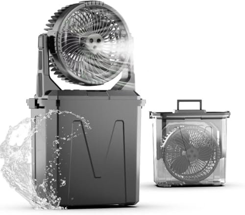 Climatiseur Mobile, 9L Climatiseur Portable Silencieux Refroidisseur d'air USB Ventilateur 20000mAh Batterie Ventilateur Brumisateur Portable, 4 Vitesses, 4 Modes de Brumisation,2-8H Timer & LED