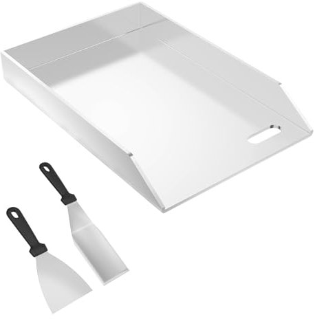 ACXIN Plancha de acero inoxidable, 30 x 20 x 4 cm, con canaleta de aceite, accesorio universal para barbacoa, placa de fuego para barbacoa de gas, parrilla de carbón, carro de barbacoa, incluye 2