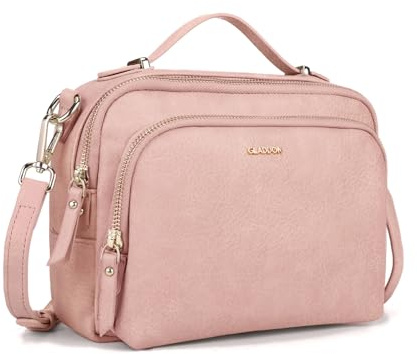 Gladdon Bolso de hombro para mujer, Bolso de hombro con cremallera, Bolso bandolera, Bolso de mano de cuero pequeño, Ropa para mujer.., Rosa 1, 23.7 x 5.4 x 16.7 cm, Contemporáneo