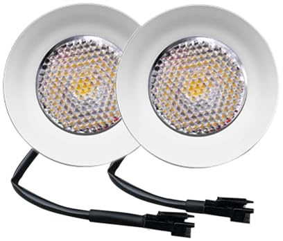 eufeifeiegds Lot de 2 lampes for hotte cuisinière, trou 25 m, 1,5 W, 12 V CC, LED, éclairage d'armoire, connecteur EL, mini lampe encastrée = 15(Warm White 3000K,SM CONNECTOR_NO)