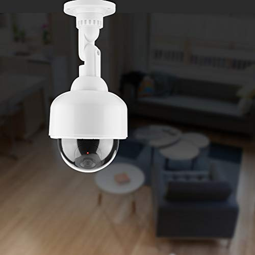 AKLOSIPY Cámara de Seguridad Simulada con Luz LED Intermitente, Cámara de Vigilancia con Forma de Cúpula Falsa Giratoria de 360° para Uso en Interiores y Exteriores