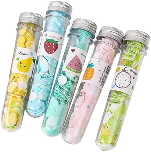 Lot de 5 boîtes de savon en papier jetables, multicolores, à confettis, flocons de savon pour le lavage des mains, disques de bain parfumés, papier mousse, savon, confettis, flocons lubrifiants pour