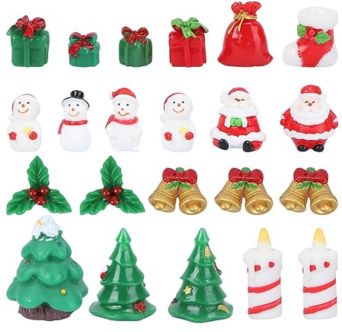 Amosfun 23-teiliges Weihnachts-Miniaturset zum Basteln, darunter Weihnachtsmann, Schneemann, Rentier und mehr; perfekt Weihnachtsdekoration, Mikrolandschaft und Puppenhauszubehör(Zufälliger Abschnitt)