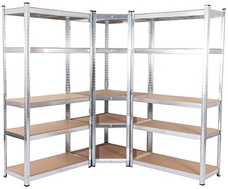 Panorama24 Lagerregal Set verzinkt belastbar bis 2.625kg, Regal Kellerregal Steckregal Werkstattregal Schwerlastregal Eckregal