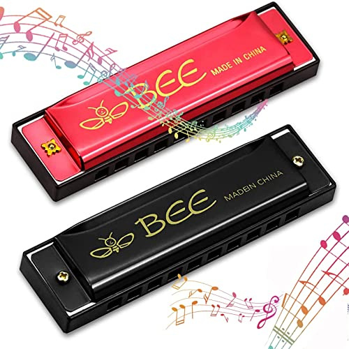 Exbrith 2 Piezas 10 Hole 20 Tone Armónica, Armonica Niños, Armónica Cromática, Adecuado para Todos, Muchos Estilos Diferentes de Música, Clásica, Jazz, Suave, Hermosa, Cómoda