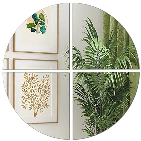 Americanflat Adhesive Mirror Tiles - Set of 4 Quarters Circle Mirrors for Wall and Home Decor - Peel and Stick Mirrors - Modern Glass Mirror for Bathroom, Bedroom, Living Room