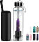 Tyuodna Wasser Heilsteine Flasche,Crystal Infusion Trinkflasche,Heilende Natürliche Wasserflasch,Auslaufsichere Quarz-Kristall Glas,Kristalltherapie, Edelsteinflasche(Amethyst + Flasche)