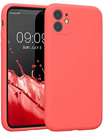 kwmobile Handyhülle kompatibel mit Apple iPhone 11 Hülle - gummierte Handy Case aus Silikon in Leuchtende Koralle