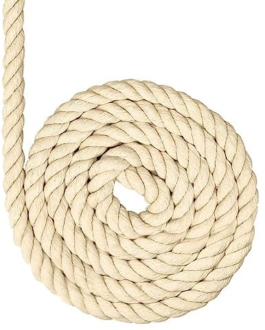 SJBAUTYO Hilo de Algodón Beige, Hilo de Algodón Natural, Cuerda Trenzada Macramé, Cuerda de Cáñamo para Tejer Manualidades DIY (10mm,4m)
