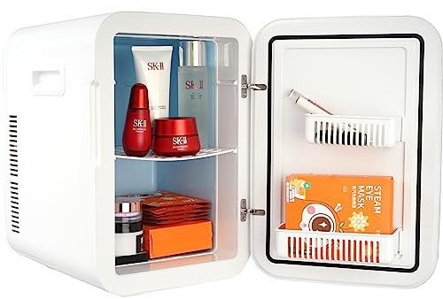 VEVOR 20 L / 22 Dosen Mini Kühlschrank, 2 in 1 Kleiner Kühlschrank Kühl- und Heizfunktion, Getränkekühlschrank mit Bedienfeld 12 V DC / 220 V AC für Büros und Schlafsäle, Getränke, Kosmetik, Weiß