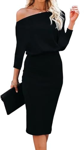Dressmine Womens Dresses Funeral Dress Wrap Occassion Cold Shoulder Dresses Wrap Midi Knitted Ribbed Wedding Bridesmaid Clothes Size 14