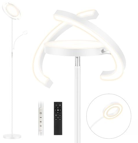 FIMEI Stehleuchte mit Leselampe, Stehleuchte für Wohnzimmer, Augenschutz, 4 Farbtemperaturen, dimmbar, Touch-Steuerung & Fernbedienung, für Wohnzimmer, Büro, Schlafzimmer