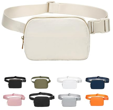 JENCVNL Bauchtasche Damen Gürteltasche Herren, Nylon Hüfttaschen Mode Brustbeutel Umhängetasche Crossbody Bag mit verstellbarem Riemen für Laufen Wandern Training Reisen (Beige)